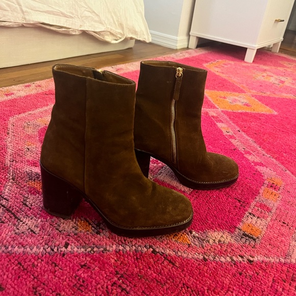 Zara brown suede heeled ankle booties sz 40 - Picture 3 of 6